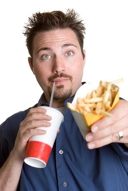 Man eating fast food